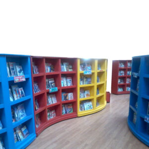 Custom Library Bookcase – Curved Classroom Shelving (S007)